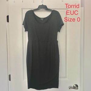 EUC Torrid Faux Wrap T-Shirt Dress Black Size 0/L/12